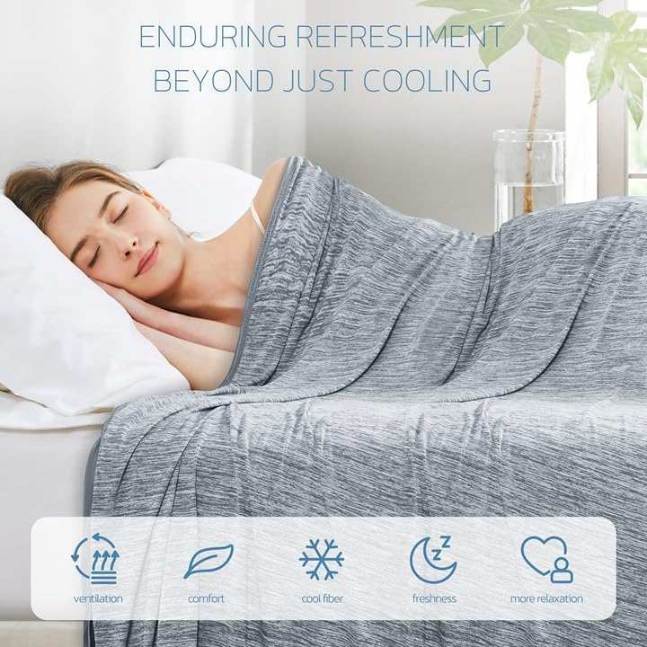 Degrees of Comfort Cooling Blanket, Summer Cooling Blankets for Hot Sleepers, Q-Max>0.4 Cold Tech Fabric, Cold Summer Bedding Queen Size, Grey - Image 2