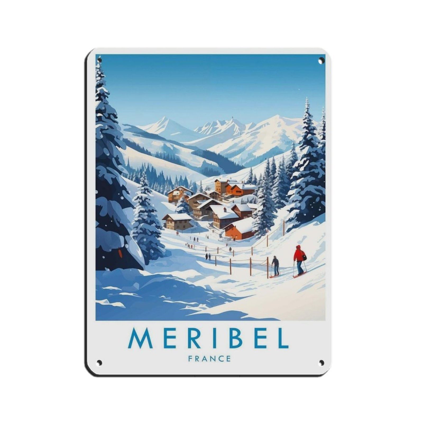 Meribel Travel Poster, France, Travel Decor (3) Tin Sign Vintage Metal Pub Club Cafe Bar Home Wall Art Decoration Poster Retro 12x16inch(30x40cm)