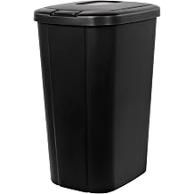 Kitchen Trash Can, 13.3 Gallon Plastic Touch Top Garbage Bin with Push Button Lid, Black