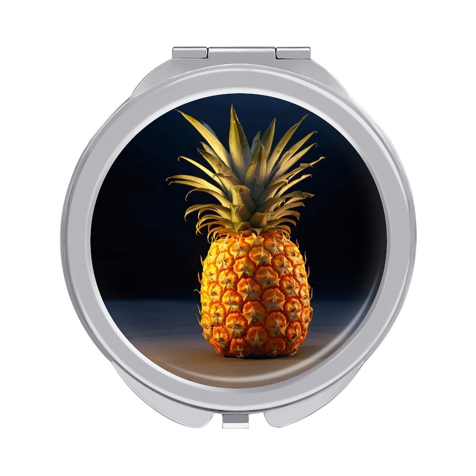 JTREHY Pineapple Fruit Makeup Mirror Silver Mirror Surface Folding Makeups Mirrors Lightweight Durable Looking Glass for Suitable Traveling Handbag and Purses