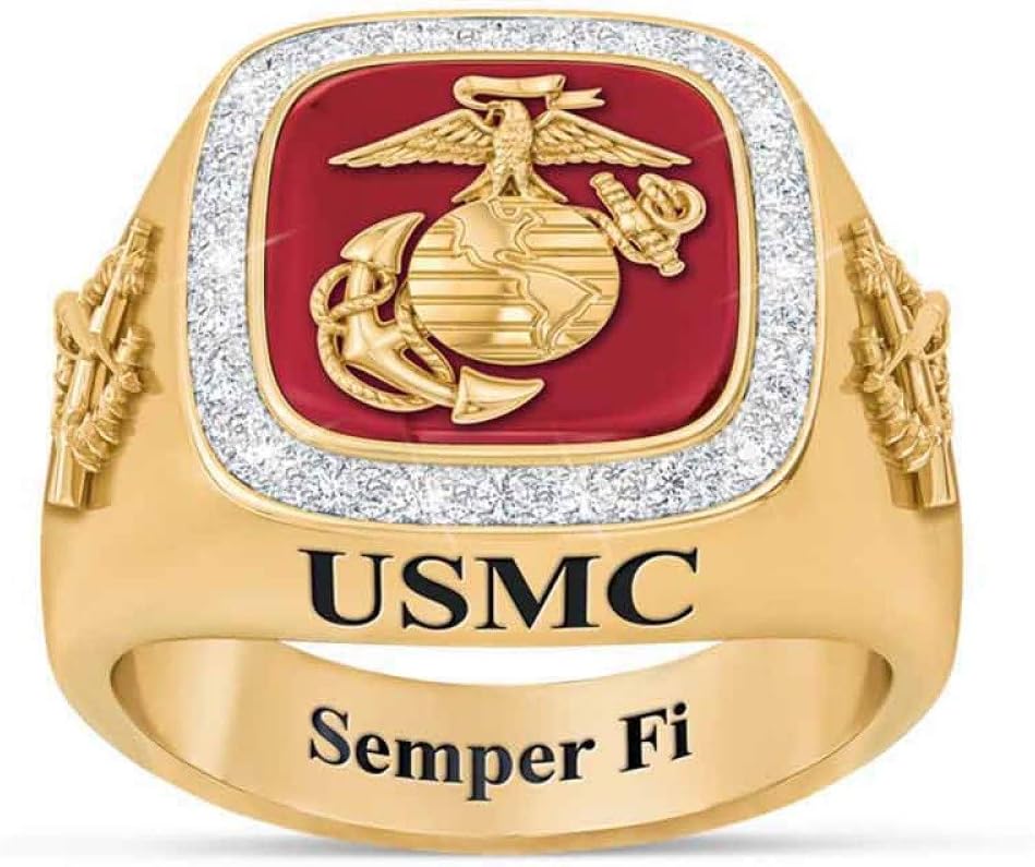 Personalized Men’s Military Rings | Army, Air Force, Navy, Marine Corps., Coast Guard | Military Gifts for Men | Features Branch Motto | Diamond Accented | Personalize up to 10 char. | #1660-011