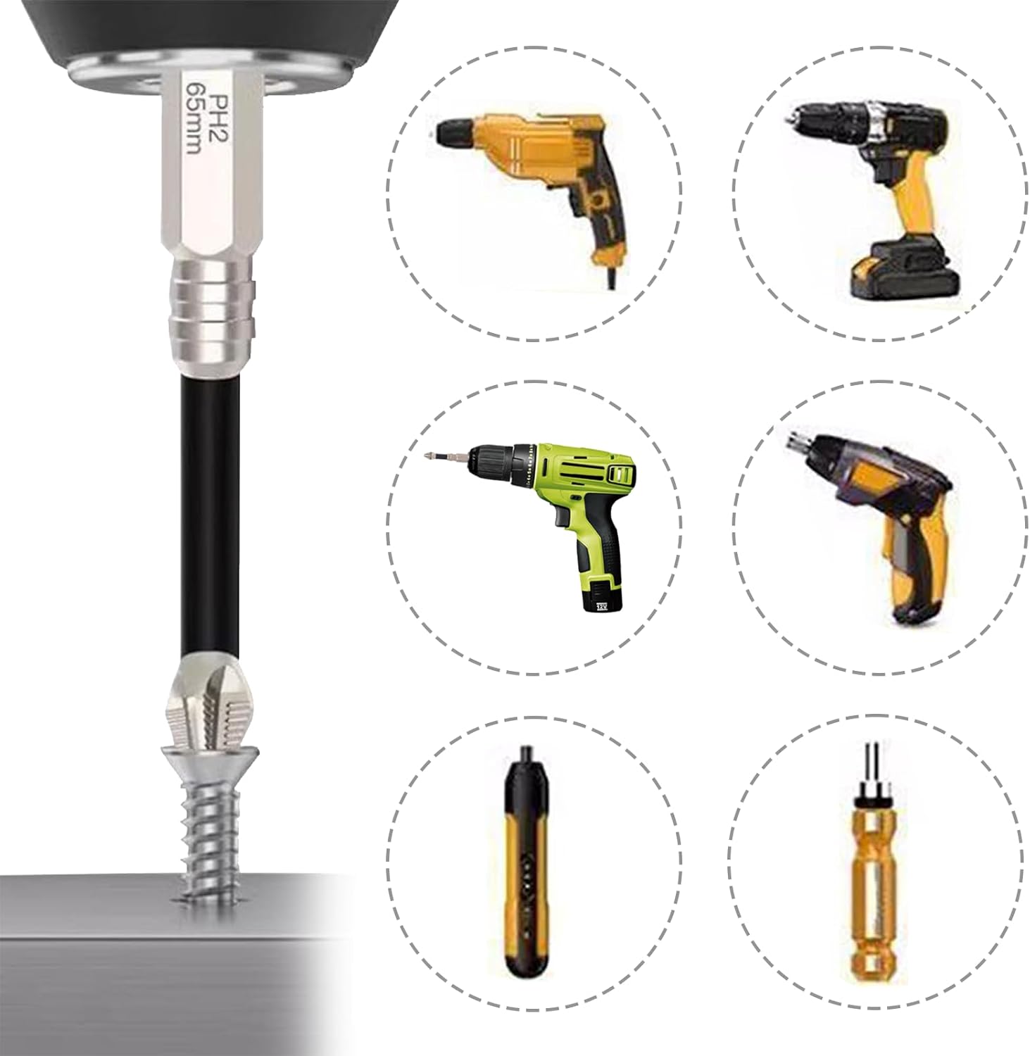 9 Piece Anti Slip Drill Bit Set,Highly Magnetic Screwdriver Bits,Anti Slip Phillips Bits,Suitable for Electric Drill Bits