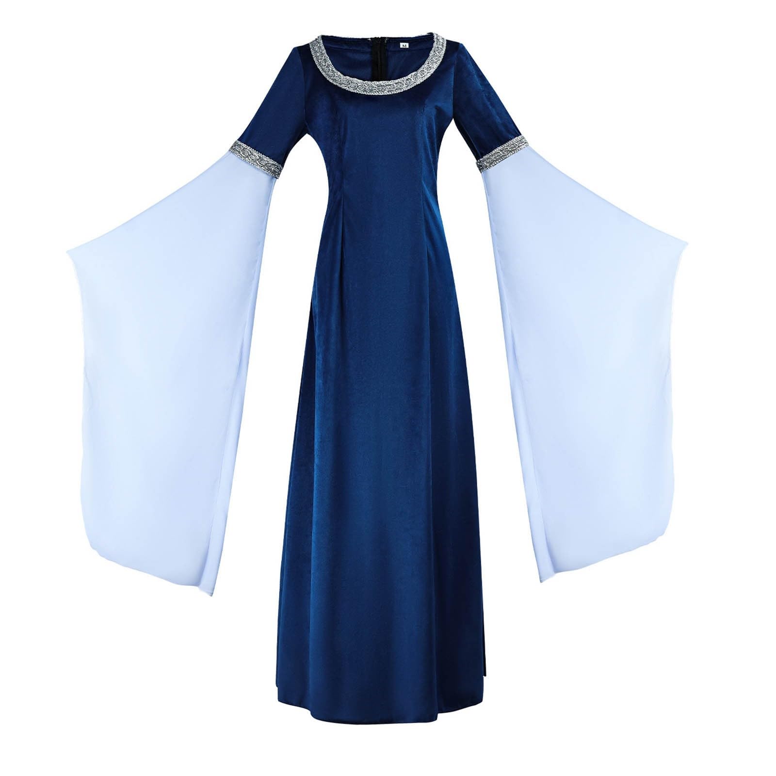 Generisch Vestido medieval de terciopelo para mujer, vestido de noche de terciopelo, vestido histórico, retro, vestido largo elegante renacentista, con mangas de gasa y cordones, vestido de fiesta