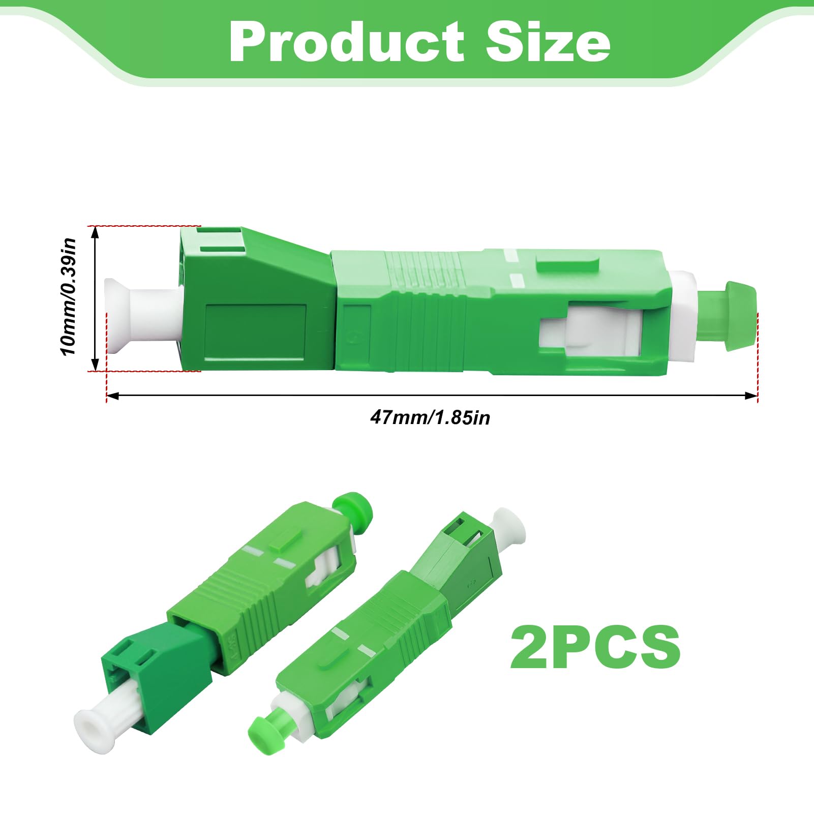 Adattatore Fibra Ottica SC/APC Maschio a LC/APC Femmina, Accoppiatore Ibrido Verde, Adattatore per Conversione Interfacce, Compatibile con Pannelli di Permutazione, Cavi Ottici, Catv