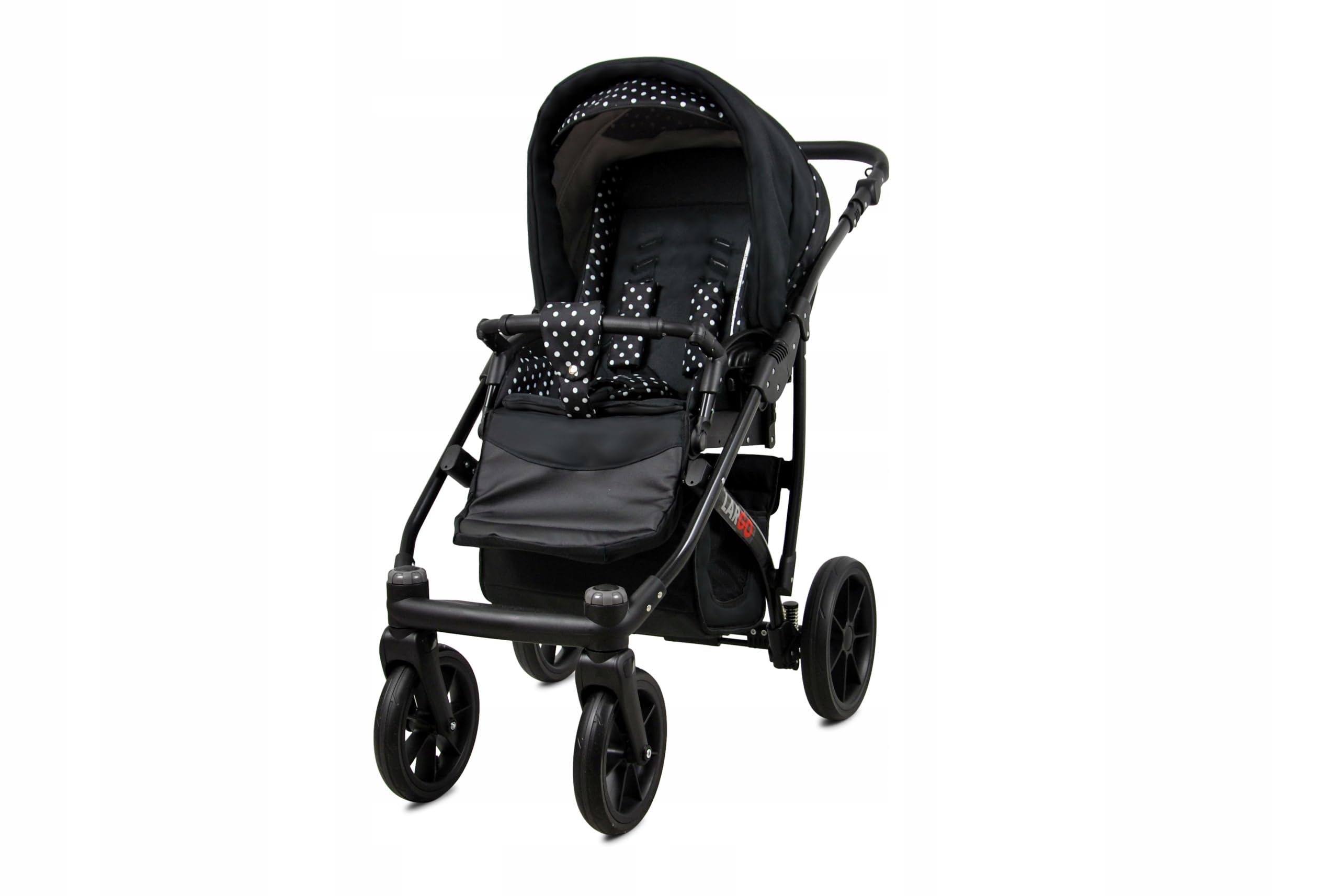 BabyLux Zestaw wózków dziecięcych 4 w 1 – Largo – w zestawie wanienka dla niemowląt, fotelik sportowy, fotelik samochodowy, stacja bazowa ISOFIX – fotelik samochodowy – zestaw wózków dziecięcych