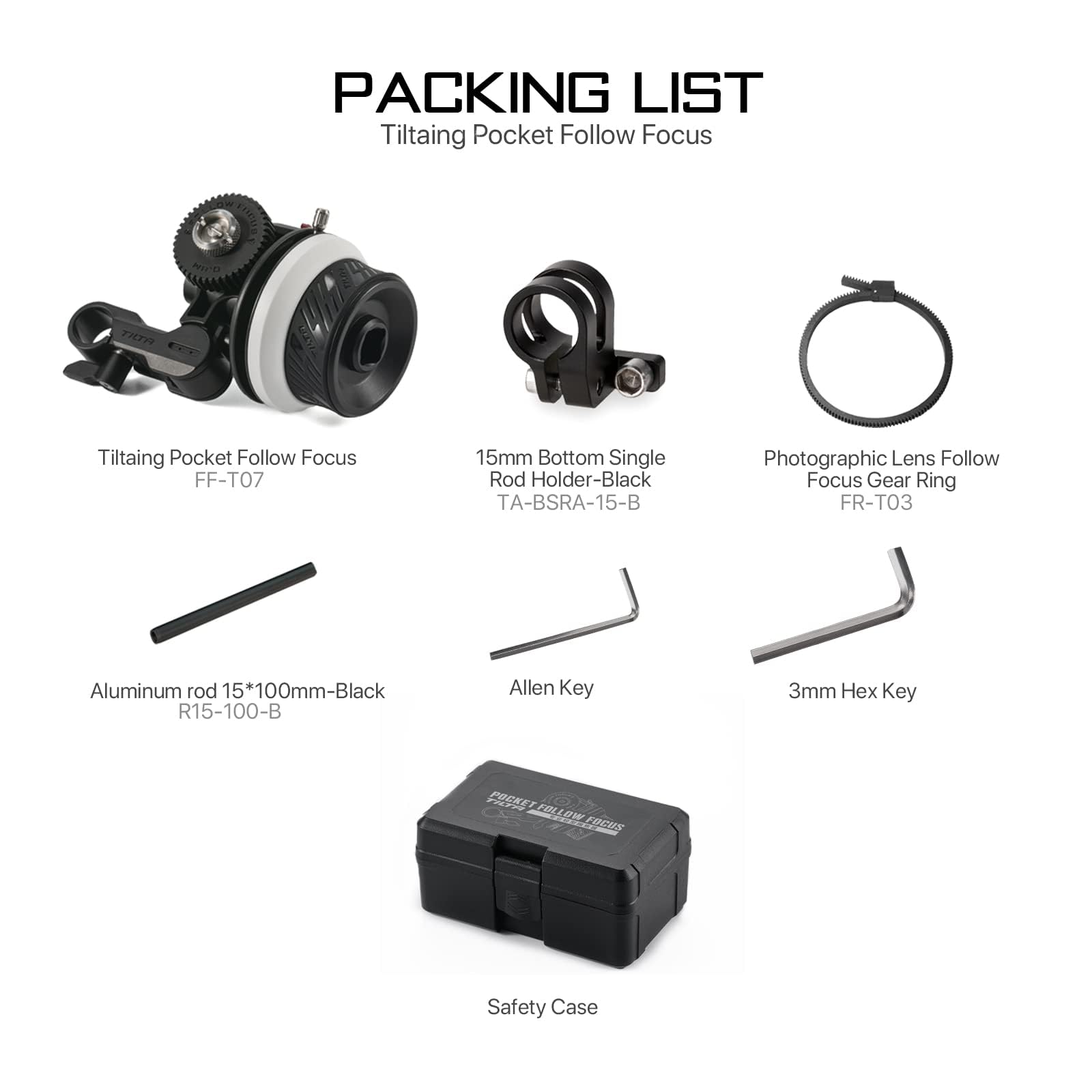 Tilta Pocket Mini Follow Focus per fotocamere DSLR Mirrorless, con contrassegni A/B Obiettivo fotografico Follow Focus Gear Ring 15 mm Bottom Single Rod Holder 360 ° Rotazione FF-T07