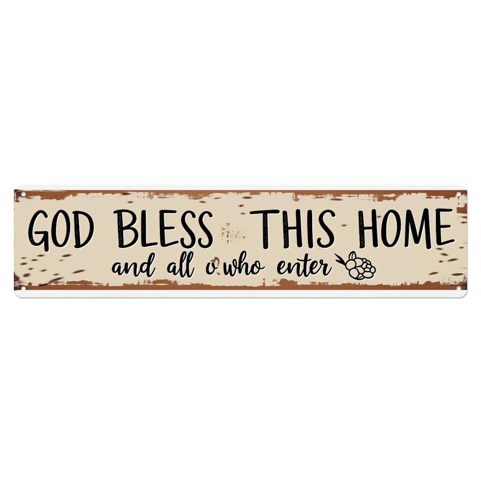 Jdyaojiesheng Vintage God Bless This Home And All Who Enter_2 Tin Sign Retro Metal Wall Decor Metal Poster, Home Bar Garage Farmhouse Cafe Wall Art Decoration 4X16inch