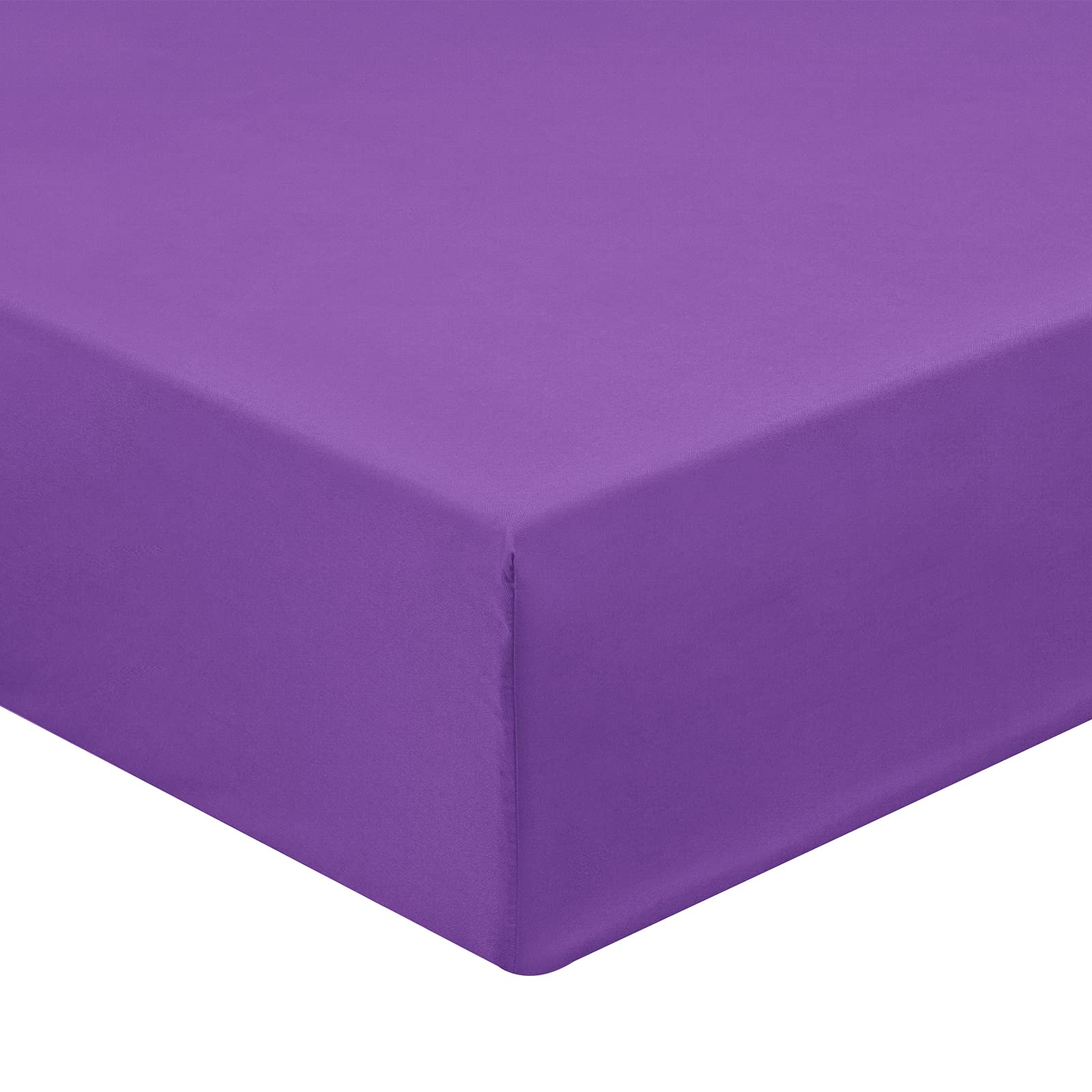 PHF Bedding King Fitted Sheet - Bottom Sheet - 1 Piece Silky Breathable Comfy Sheet with 16'' Deep Pocket - Soft Microfiber Wrinkle and Fade Resistant, Purple