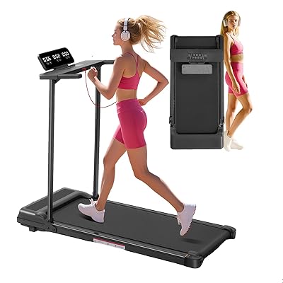 Walking Pad Treadmill with Handle Bar, Compact Portable Treadmills for Home Small, Electric Walking Pads with Handles, 3.5HP Quiet and LED Display, 400 LBS Capacity