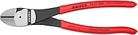 KNIPEX 74 21 200 8-Inch High Leverage Angled Diagonal Cutters - 20% Less Effort, Piano Wire Cutting, German Made