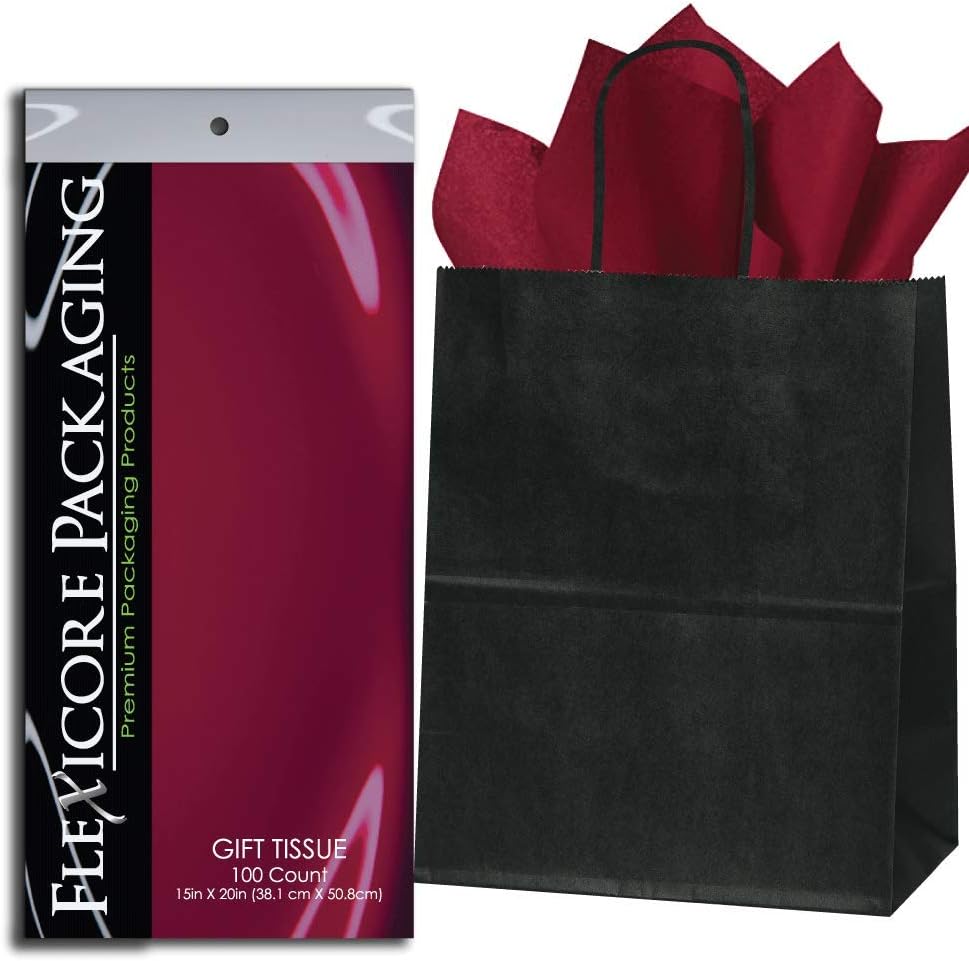 Flexicore Packaging® 5ct Black Kraft Paper Gift Bags + 10ct