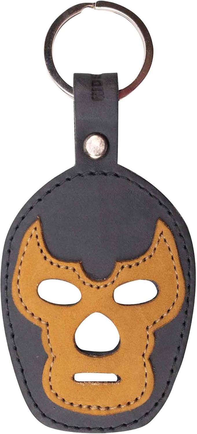 Hide & Drink, Luchador Mask Keychain Handmade from Full Grain Leather
