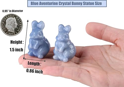 Miniatura 5 de DUQGUHO Decoración de conejo, estatua de conejo, con bolsillo, cristales de piedras preciosas naturales pulidos, pequeñas figuras para decoración de