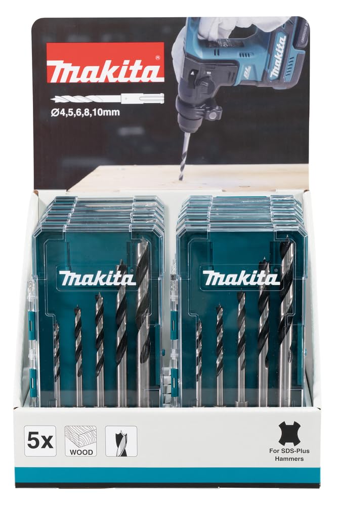 Makita E-15148-12 zestaw wierteł SDS-Plus do drewna, 5-częściowy
