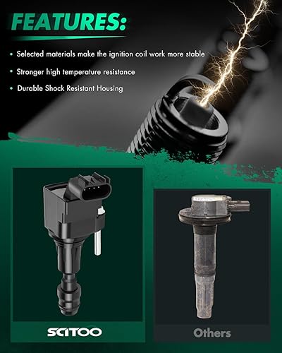 Miniatura 2 de SCITOO 4 bobinas de encendido con 4 bujías de iridio Chevy para GMC Pontiac para Saturn Malibu HHR Cobalt Equinox Terrain G6 2.4L 2.2L 2.0L C1552