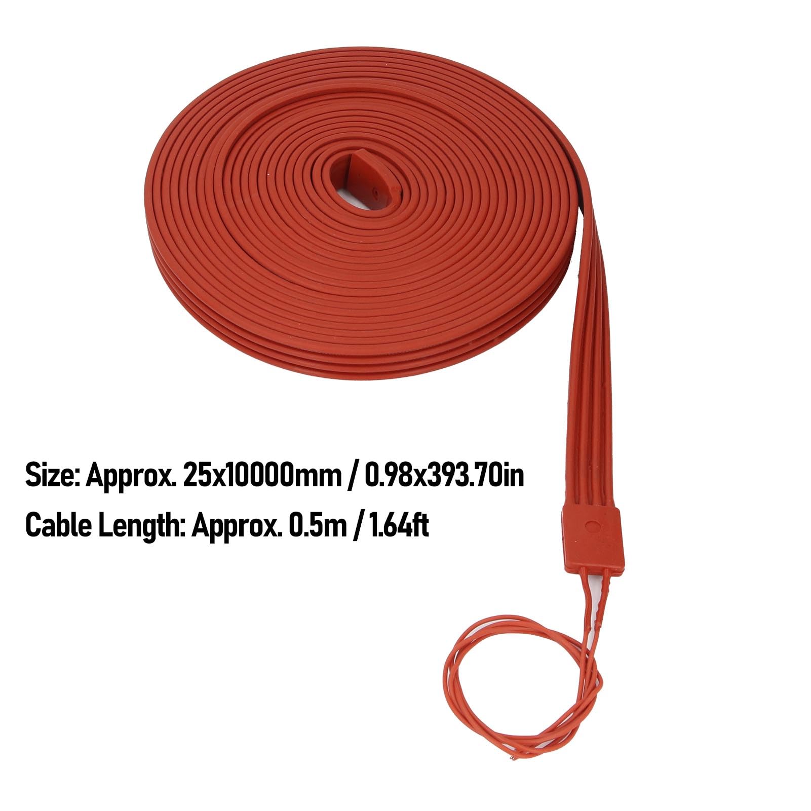 Eujgoov Cinta Calefactora de Silicona 1000W 25x10000mm Cable Calefactor Flexible Impermeable para Protección contra Congelación de Tuberías Motores Compresores RV, con Alambre de (Silicona 2)