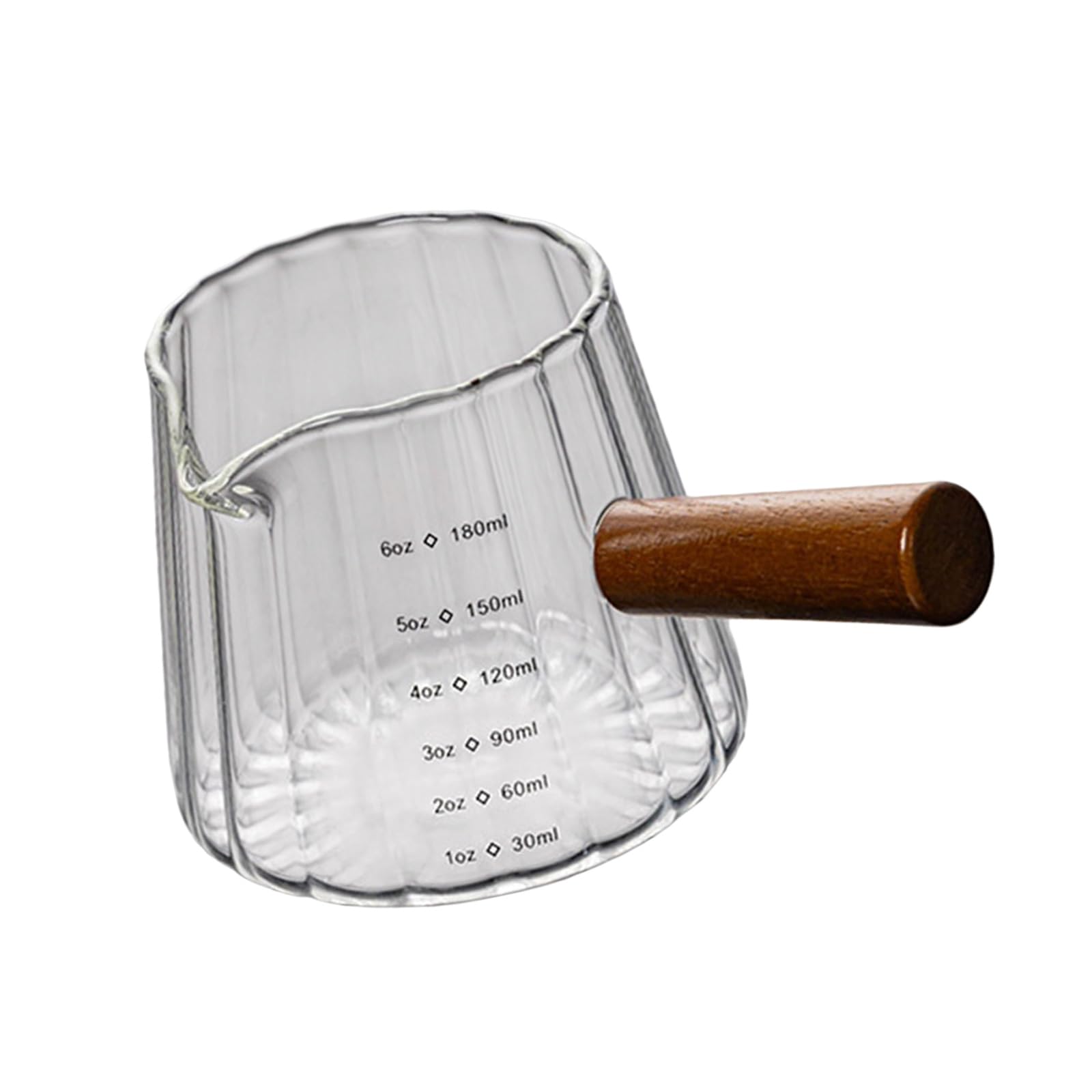 Xjdzineq Ergonomic Wooden Handle Espresso Shot Glass Measuring Cup with Spout and Double Scale for Easy Pouring in Homes Kitchen Liquid Measuring Cup
