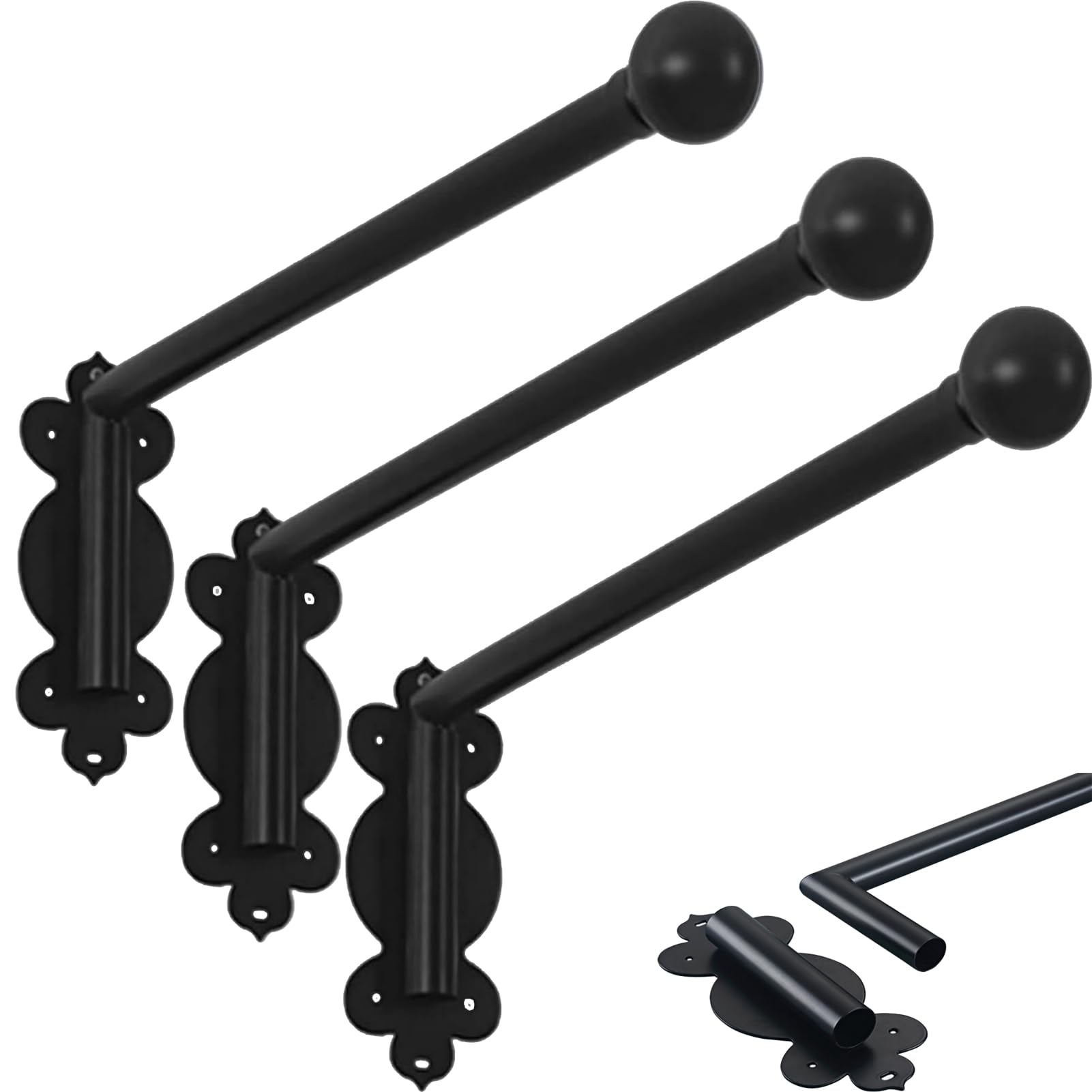 Tringle à rideaux robustes pivotante 119 cm en lot de 3 pour rideau latéral