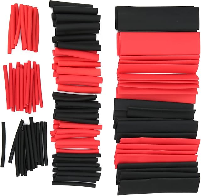 UMTMedia® 127 Pcs Assorted Kit Heat Shrink Cable Wire Tube Sleeve Wrap Various Sizes Black/Red