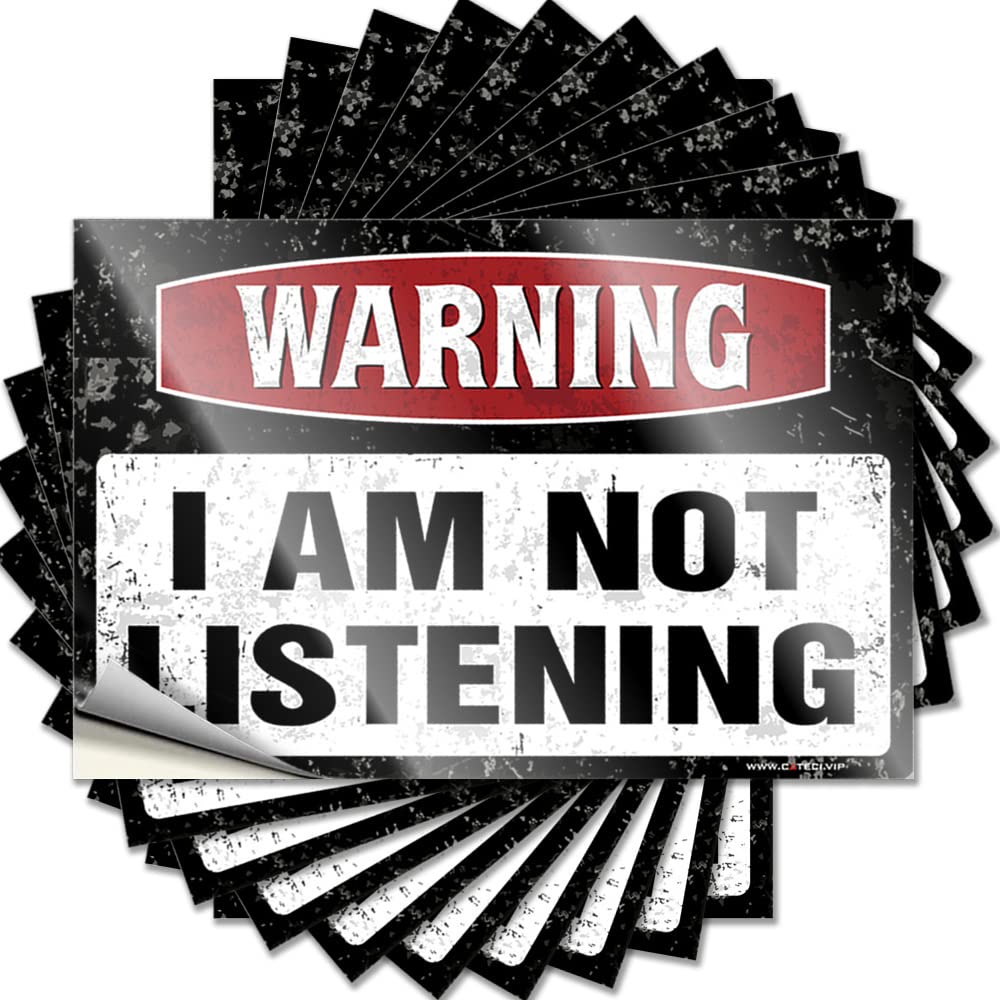 New Window Stickers - Warning I'm Not Listening Fluffy Durable Sticker Easy Apply for Birthday Decor(8X12CM)