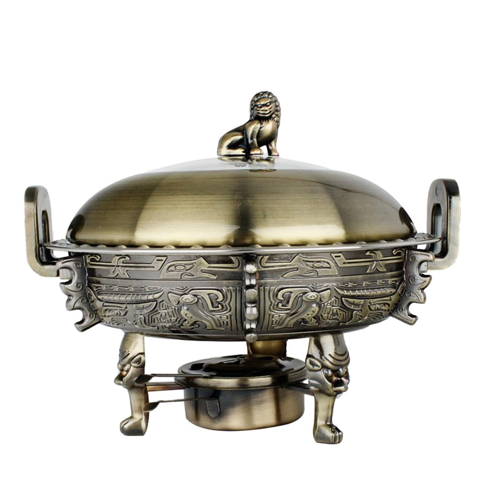 Plato de frotamiento redondo comercial, plato de frotamiento de cobre | Estufa de alcohol de acero inoxidable for olla caliente de autoservicio individual(Bronze)
