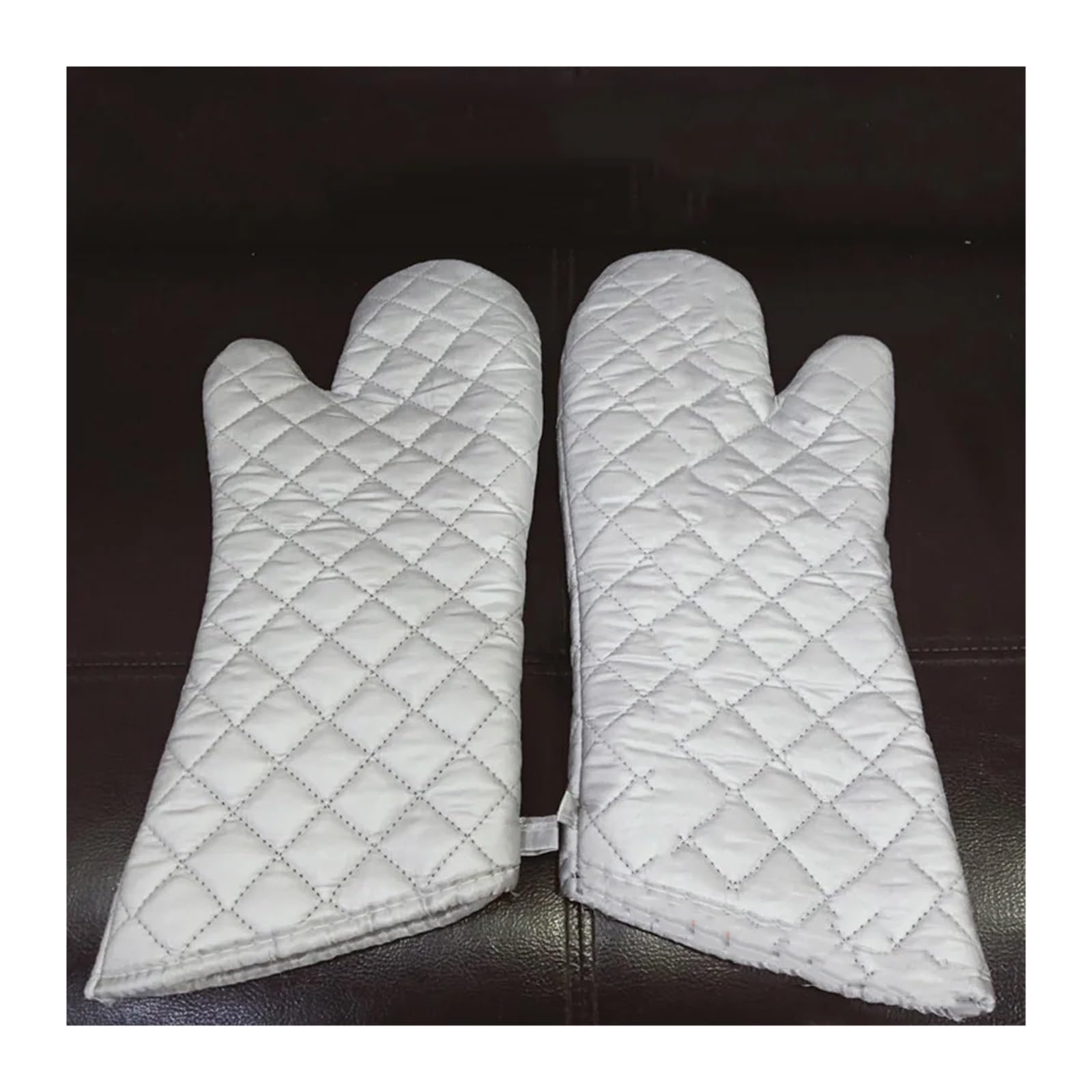 MRKU Guantes para Hornear y cocinar, 1 par, Resistentes al Calor, para microondas, Largos, antiescaldaduras, de Tela Plateada.