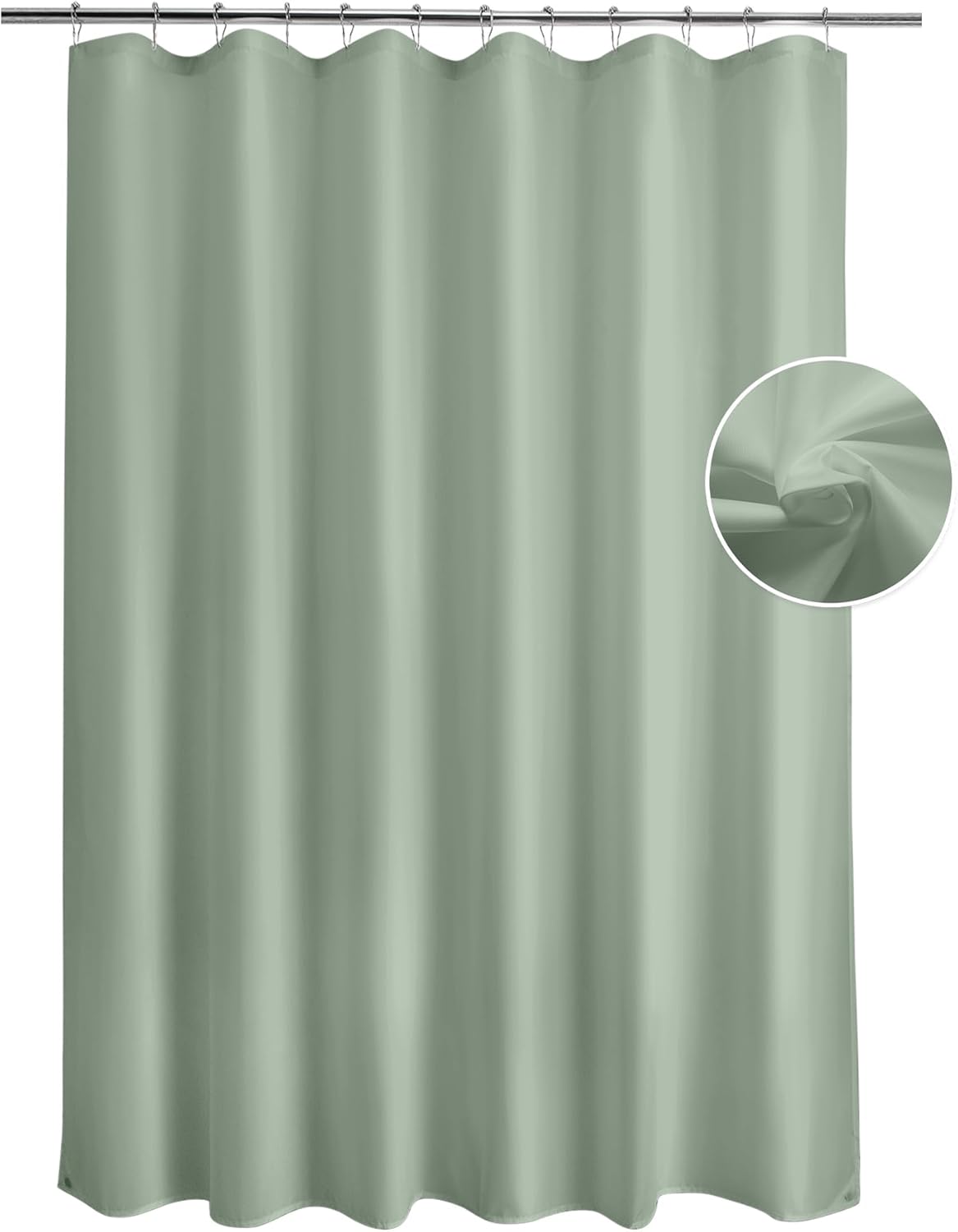 Titanker Waterproof Shower Curtain Liner Fabric, Sage Green Shower Curtain Liner with Magnets, Cloth Shower Liner Soft, Lightweight, Machine Washable, 70 x 72 Inches