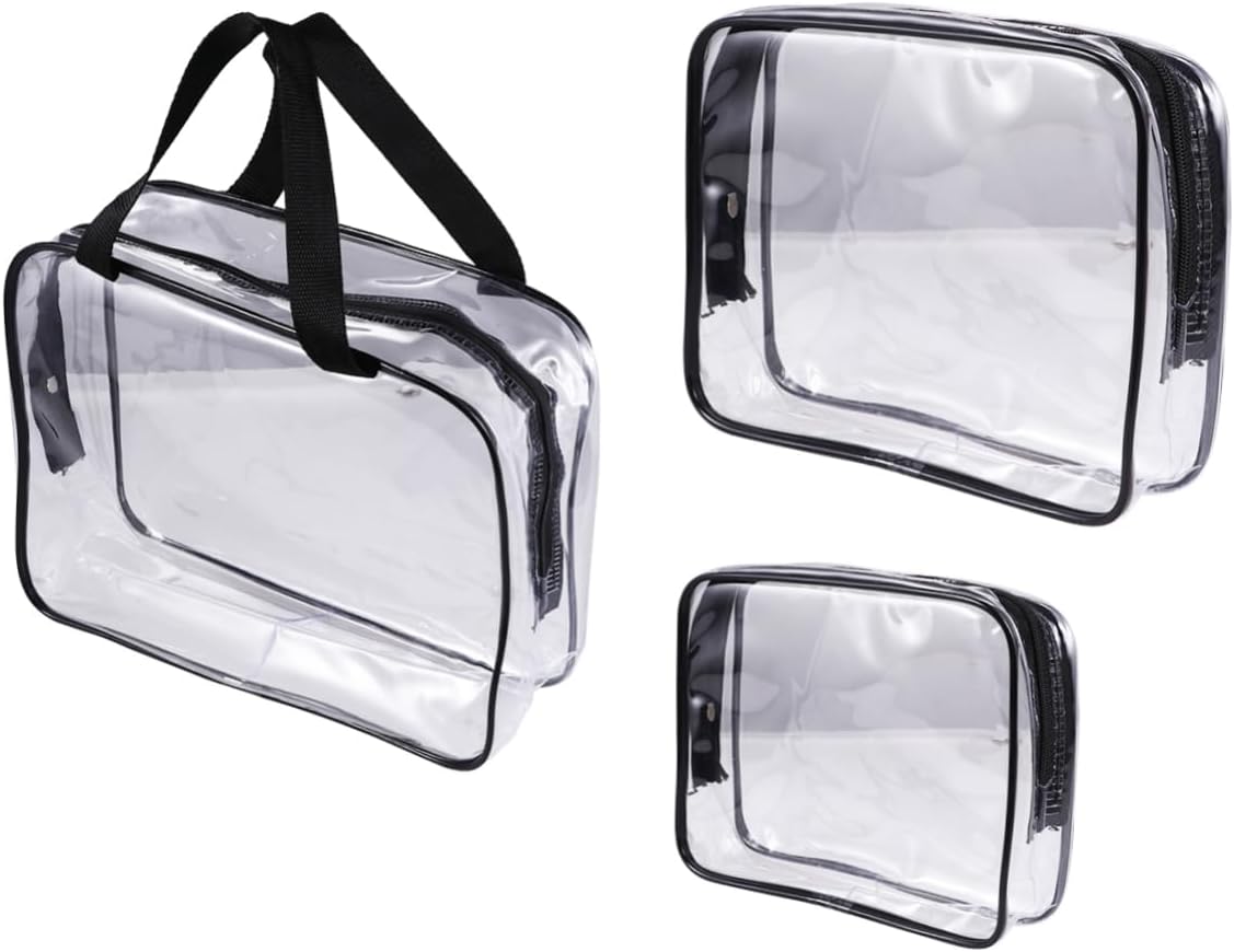 3Pcs Makeup Bags Transparent Cosmetic Pouches Durable Travel Handbag for Toiletries Makeup Jewelry School Supplies Zippered Storage for Men 3Pcs Makeup Bags Transparent Cosmetic Pouches Durable Travel Handbag for Toiletries Makeup Jewelry School Supplies Zippered Storage for Men