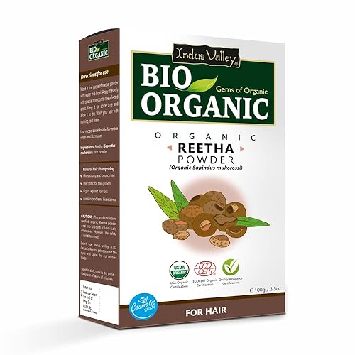 Miniatura 3 de INDUS VALLEY Polvo orgánico Amla Grosella espinosa india, Shikakai Acacia concinna, Reetha Sapindus mukorossi y Bhringraj Eclipta alba para, cuidado