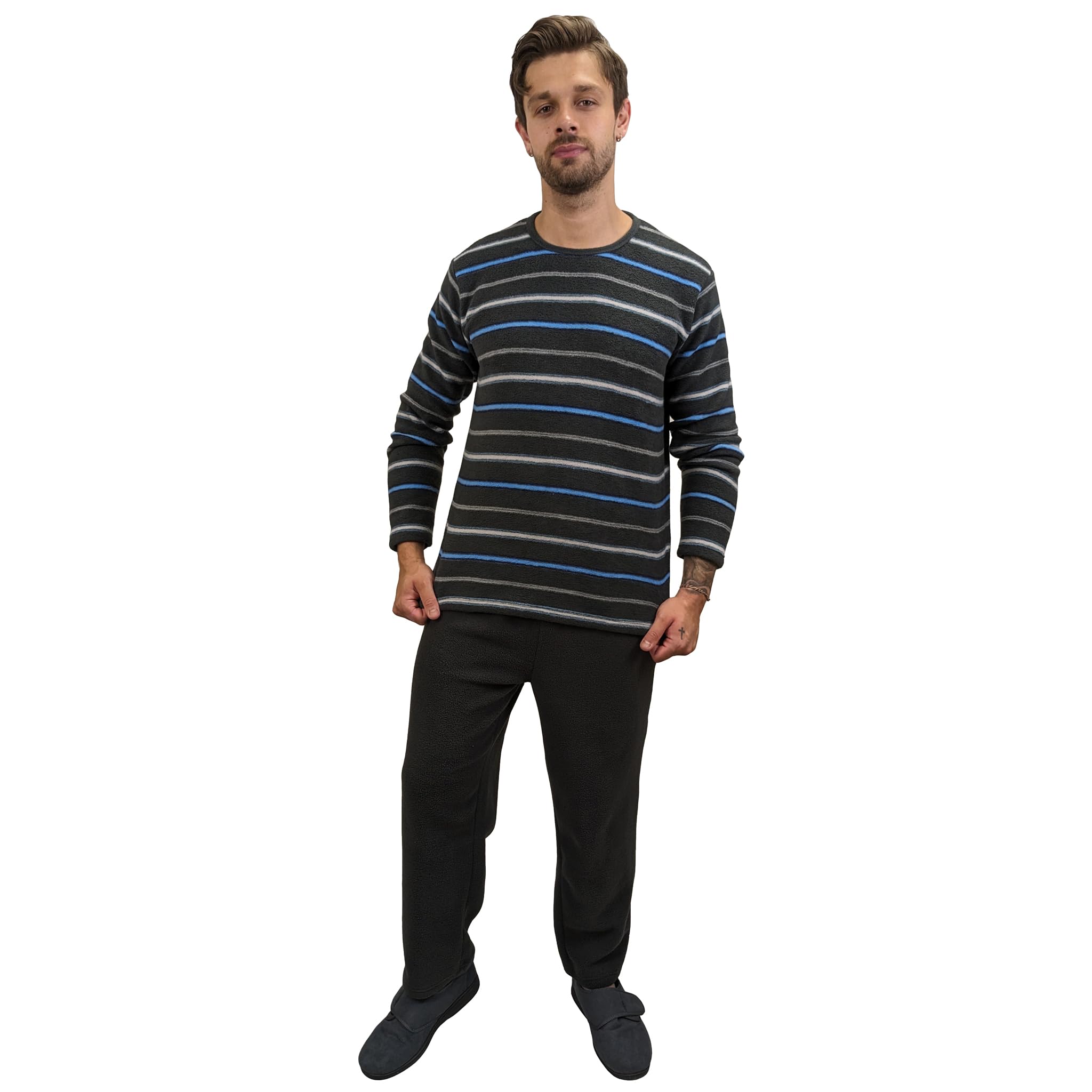 Conjunto de pijama de forro polar cálido para hombre, conjunto de pijama de invierno