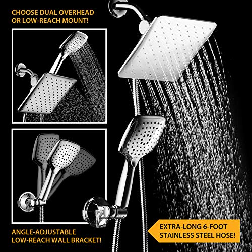 Ducha combinada HotelSpa cuadrada 10.5 pulg con manguera 6 ft y soporte miniatura 3