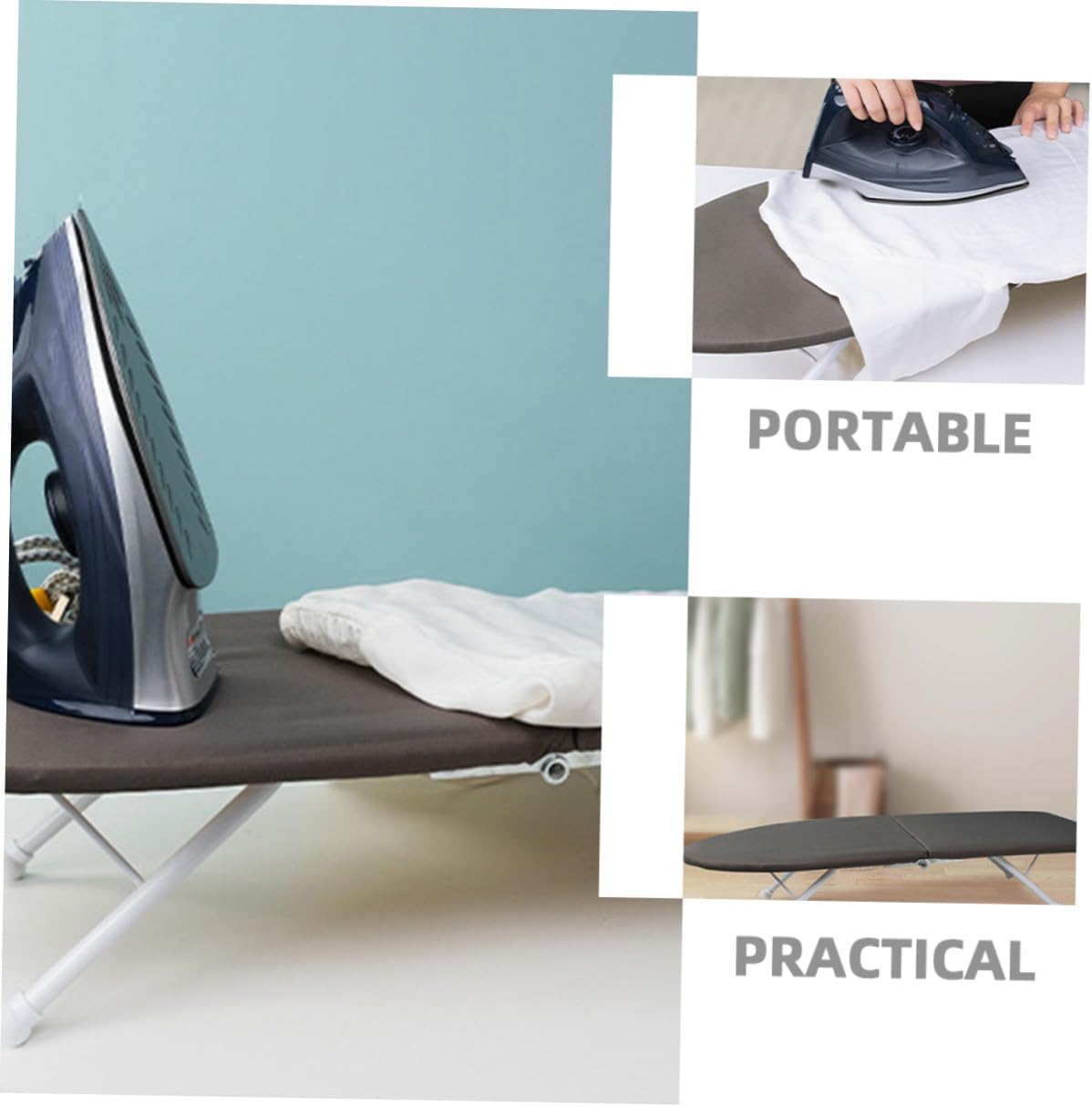 FAVOMOTO Mini Foldable Tabletop Ironing Board with Heat Resistant Cover, Small Household Ironing Rack for Clothes, Portable Compact Design Suitable for Travel and Home Use