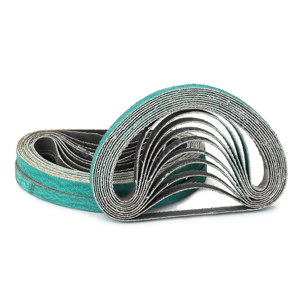 Nastri abrasivi 10x330mm 3/8inch x13inch Nastri abrasivi in ​​allumina fusa Zirconia Utensile abrasivo Lucidatura di metalli morbidi per legno 60/80/120 Grana,80,30 pezzi