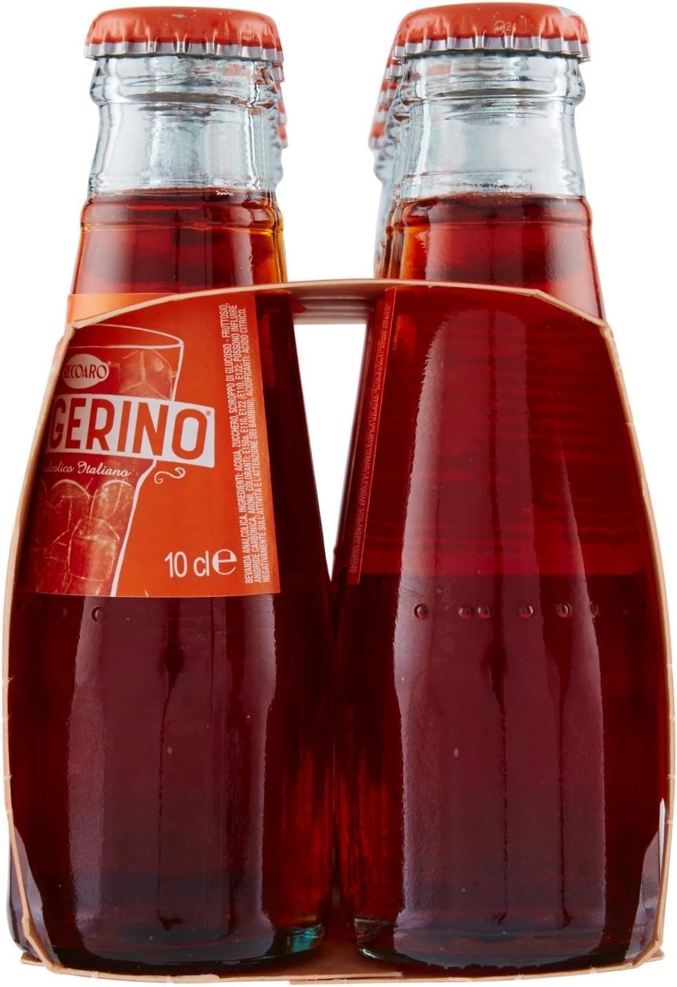 Gingerino Recoaro Lot de 40 bouteilles jetables en verre pour apéritif italien Ginger 10 cl + 1 boîte de thé glacé San Benedetto au citron sans sucre 330 ml