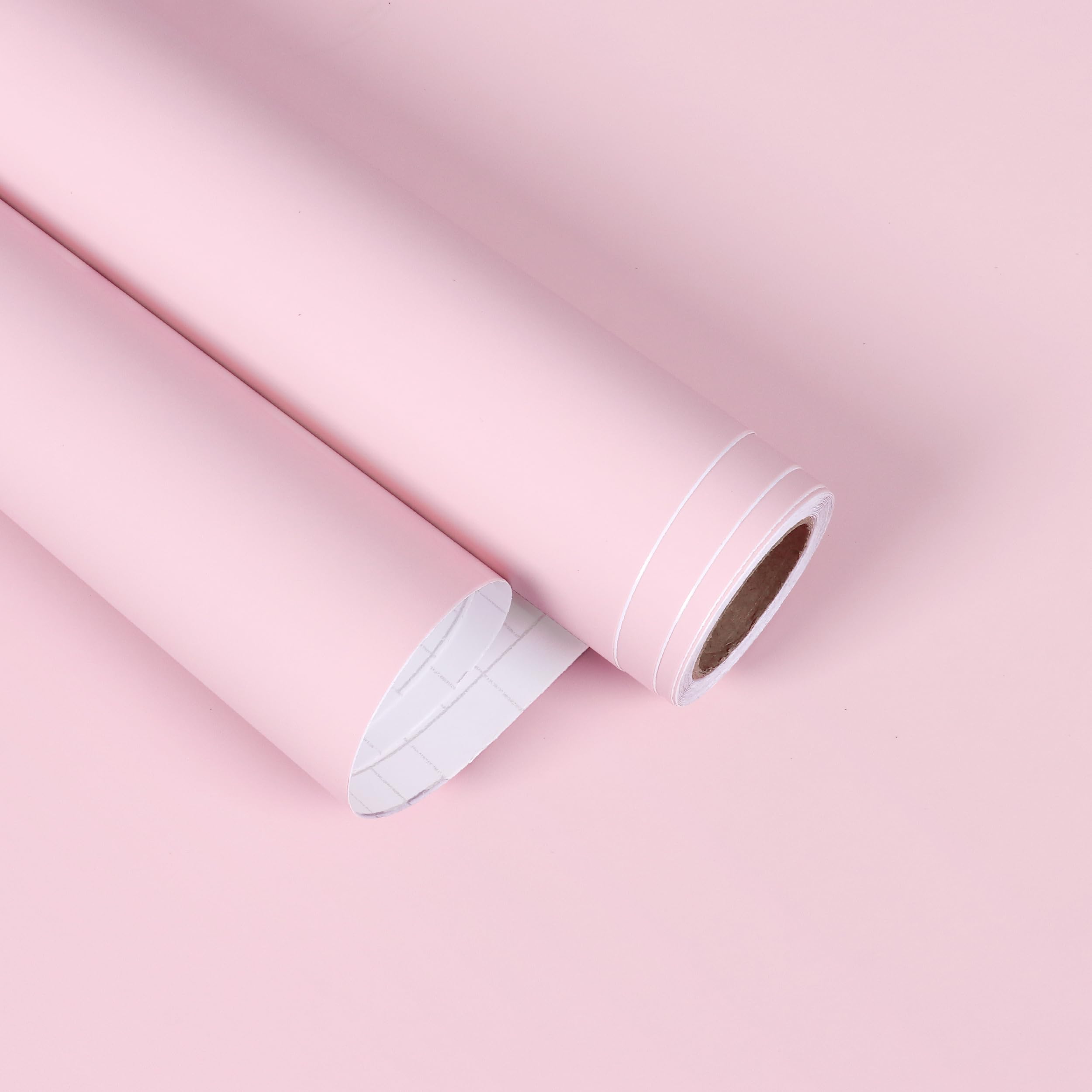 EaseStick Light Pink Wallpaper Stick and Peel Matte Pink Contact Paper Waterproof Self Adhesive Solid Color Stick on Wallpaper for Girls Bedroom
