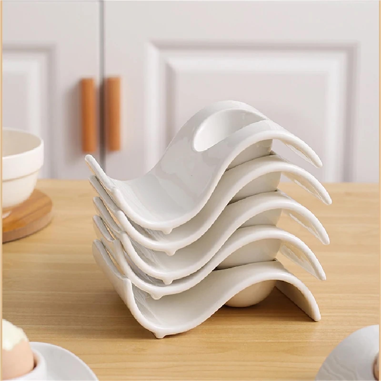 coquetier, Lot de 6 ustensiles for œufs, fournitures cuisine simples, assiettes décoratives, accessoires(A)