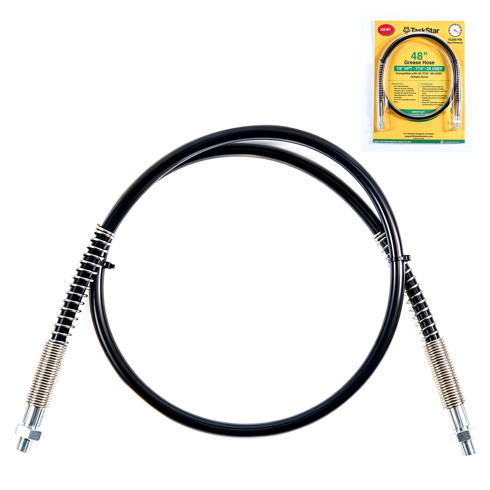 48-Inch Grease Gun Hose 12000 PSI, Compatible with DE-WALT Grease Guns