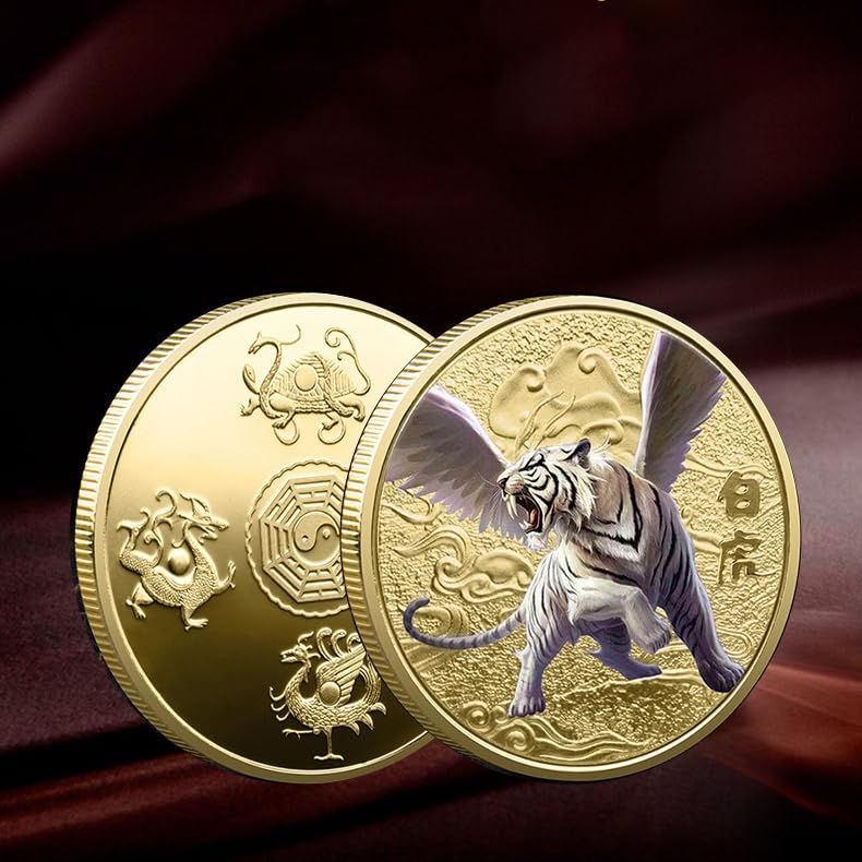 Moneda China Feng Shui De Hierro Con Bestias Divinas – Amuleto De La Suerte, Dorada O Plateada, 45 Mm