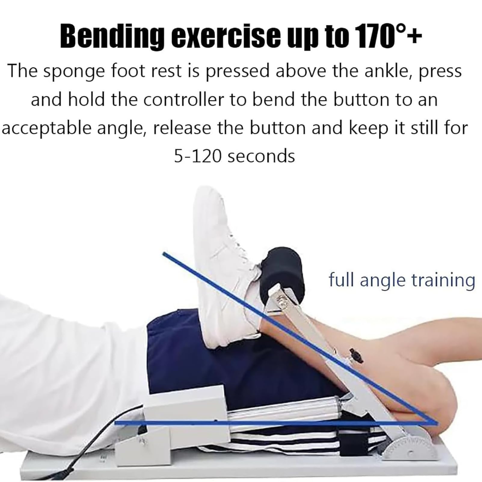 Elektryczne urządzenie do treningu kolan i nóg, Trener rehabilitacji kolan, 0°-170° Pełny kąt treningu z płytą kątową, 200 kg pchnięcia, trening zginania/prostowania, ćwiczenie kończyn dolnych