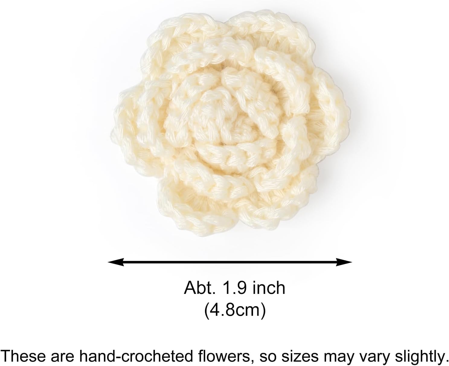 18 Pcs Handmade Crochet Volumetric 3D Rose Appliques for Crafis Decorative Flower Patches (Ivory)