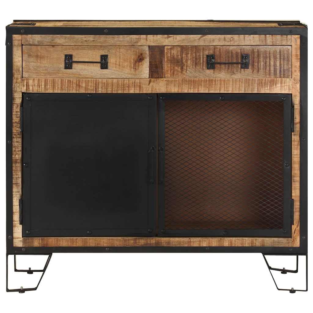 Credenza 80 x 31 x 71 cm, in legno massiccio di mango grezzo, stile