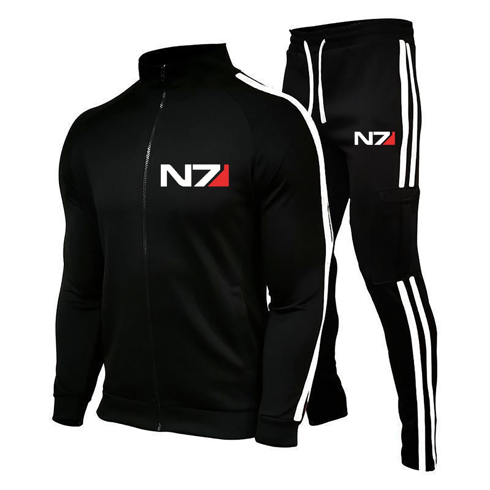 Conjunto Chándal Hombre, Sudadera Cremallera Completa Y Pantalones Jogger, Traje Deportivo Cálido Gimnasio Y Entrenamiento, Ropa Casual Deportiva Para Mass Effect N7