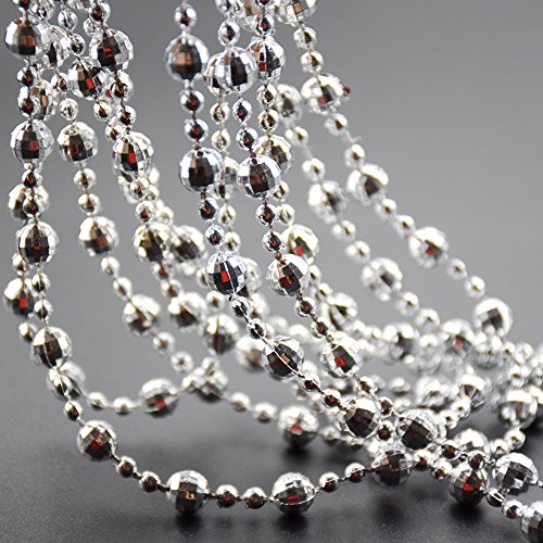 Bojia Pearl Bead Roll Faux Pearls Beads String By The Roll Faux Crystal Beads Garland 50Ft Abs Cuttable For Christmas, Valentine, Exhibition, Wedding, Clothing, Costume, Diy Decoration (Silver) #TOP3