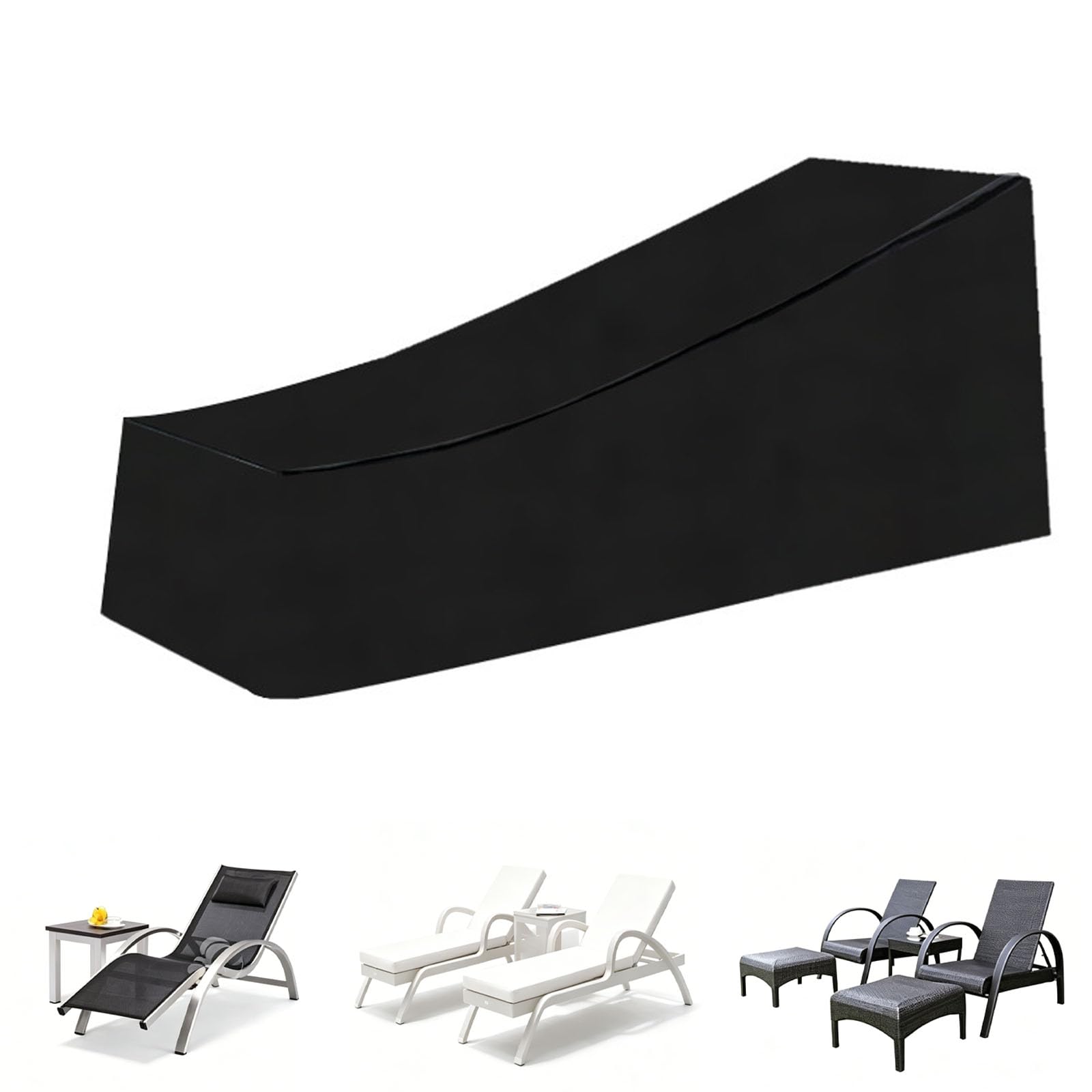 XUHCLY Garden Sunbed Cover,Waterproof Outdoor Patio Sun Lounger Cover,Windproof Anti-UV 210D Oxford Fabric Outdoor Rattan Garden Outside Lounger Chair Covers(Size:200x70x40x68cm,Color:Black)