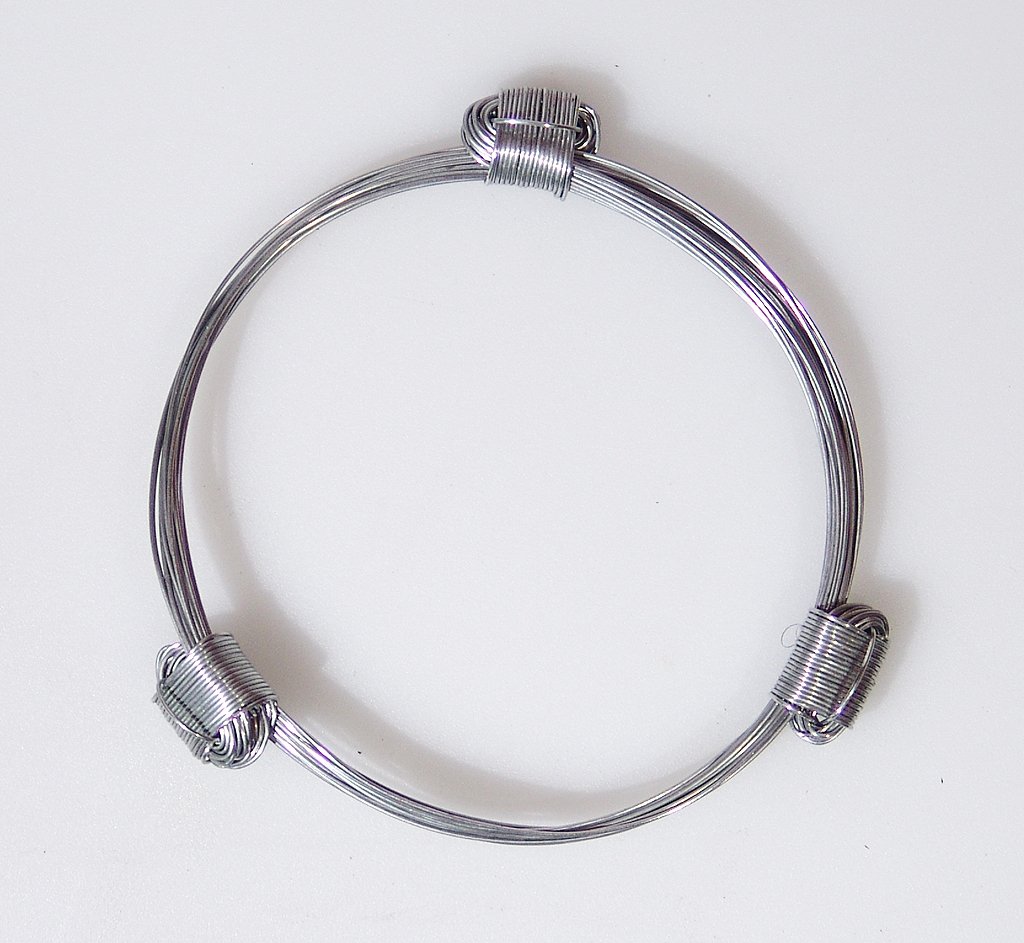 African Elephant Hair Bracelet - Stainless Steel, Three Knots