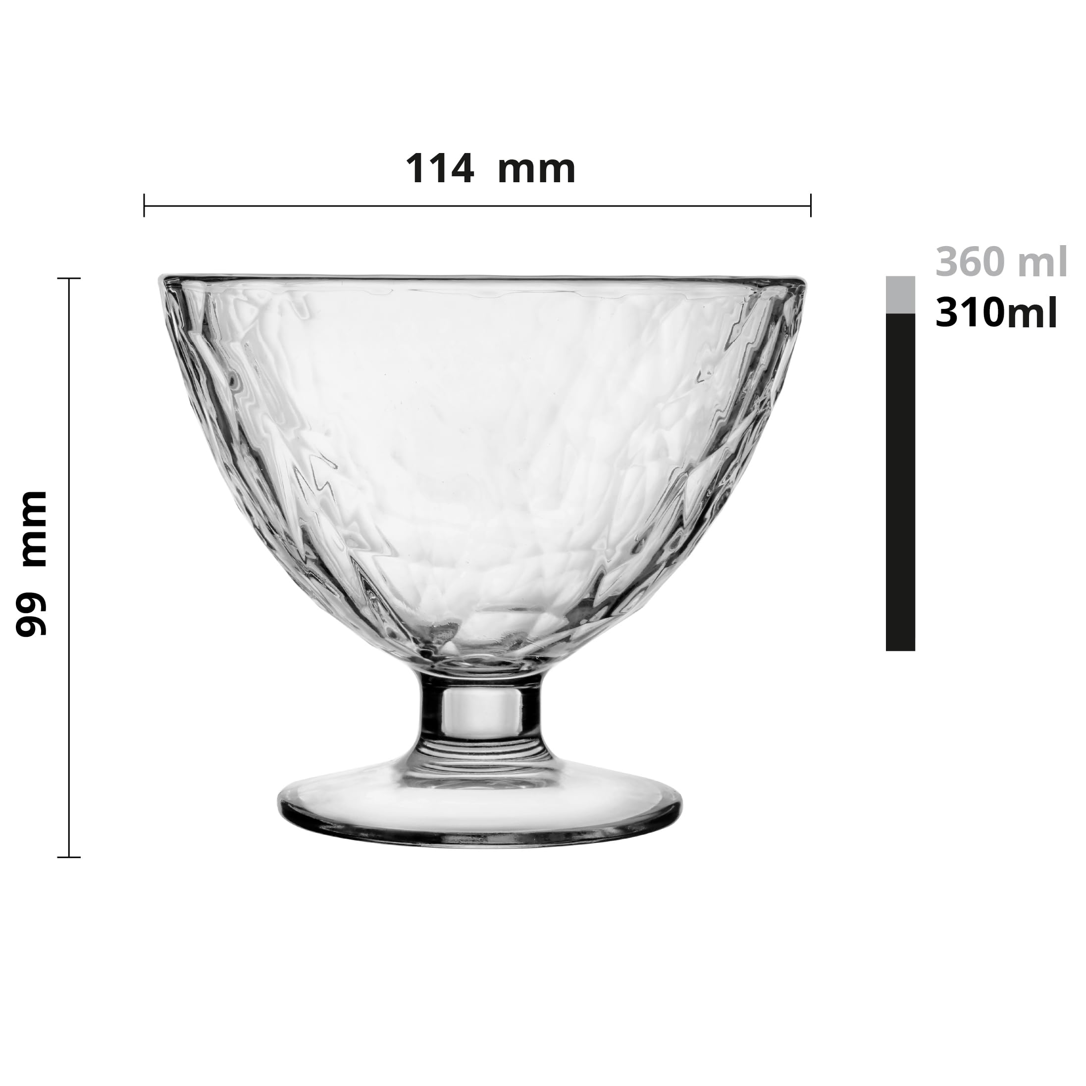 Glasmark KROSNO 1992 Pucharek Do Lodów Deserów Salaterka 310 ml Wytrzymałe Szkło Do Mycia W Zmywarce Wysoki Połysk Przezroczysty