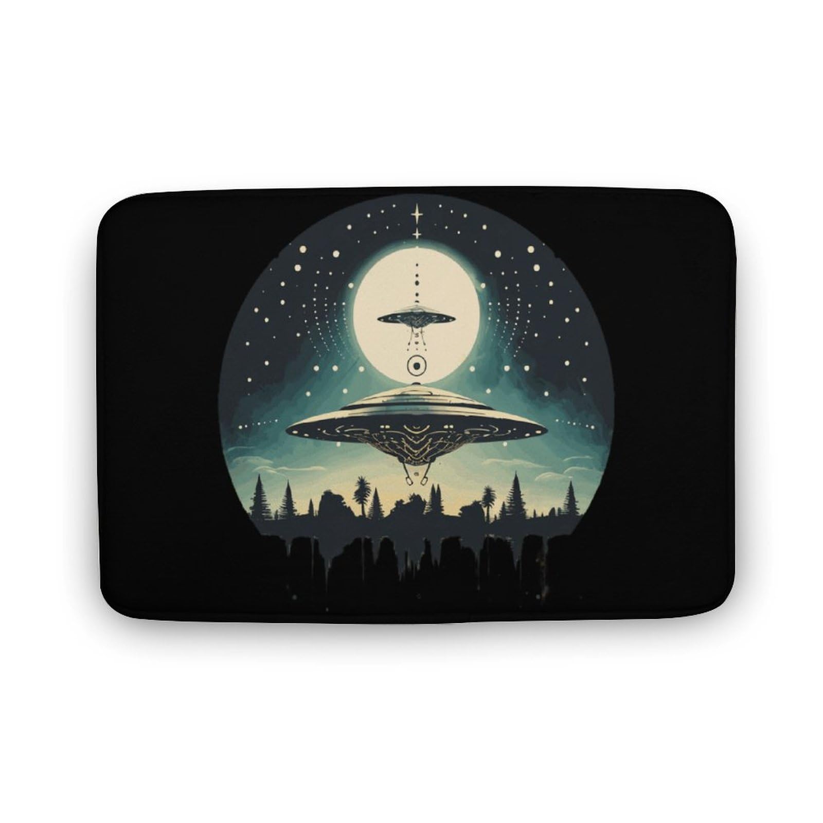 Alienes Print Coral Velvet Rugs Non-Slip Bathroom Rugs Soft Kitchen Rug Floor Carpet for Home Decor 19.7