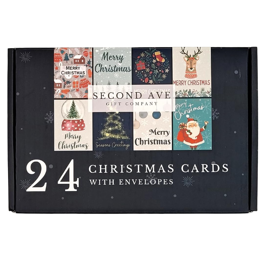 Second Ave 24 Pack Christmas Xmas Festive Cards For Adults Multipack With Envelopes, 170mm x 118mm - Image 3