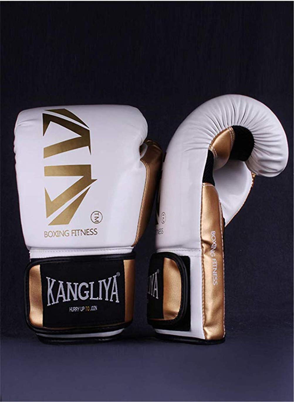 Rękawice bokserskie do tajskich treningów kickboxing walka gruby stempel rękawice ochronne skórzane rękawiczki dla nastolatków i dorosłych mężczyzn i kobiet - 4 rozmiary, białe, 8 uncji