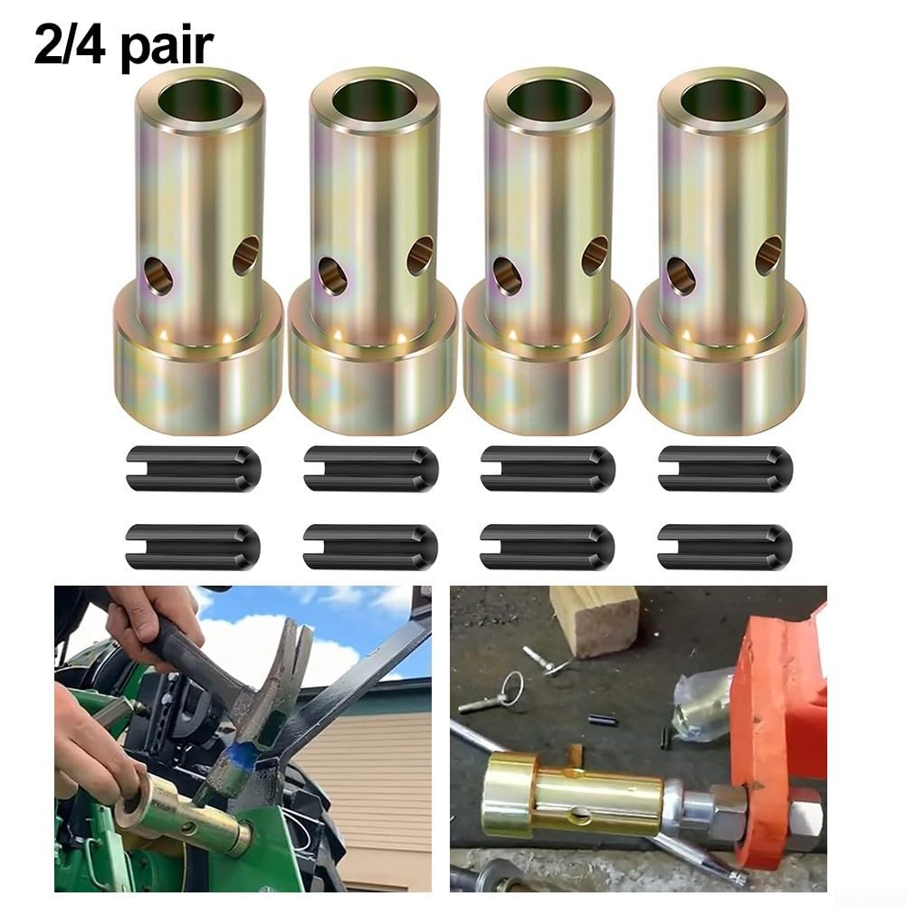 Juego de bujes adaptadores de enganche rápido para tractores de categoría I de 3 puntos, pasadores de acero chapados en zinc para posición simple, solución de fijación de equipos agrícolas (2 o 4